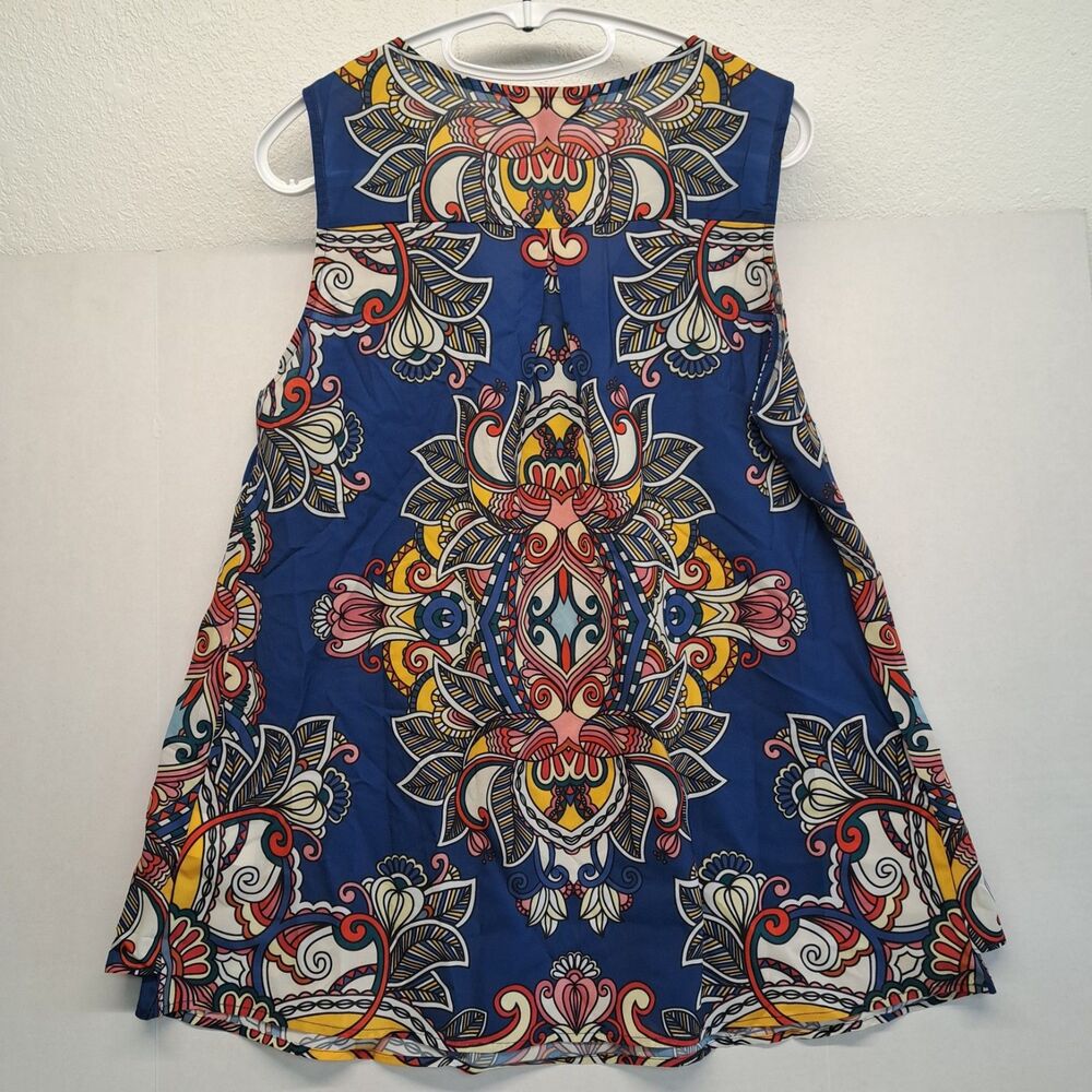 Suzanne Betro Flowing Sleeveless Scarf Print  Women's XL Blouse - Picture 2 of 6